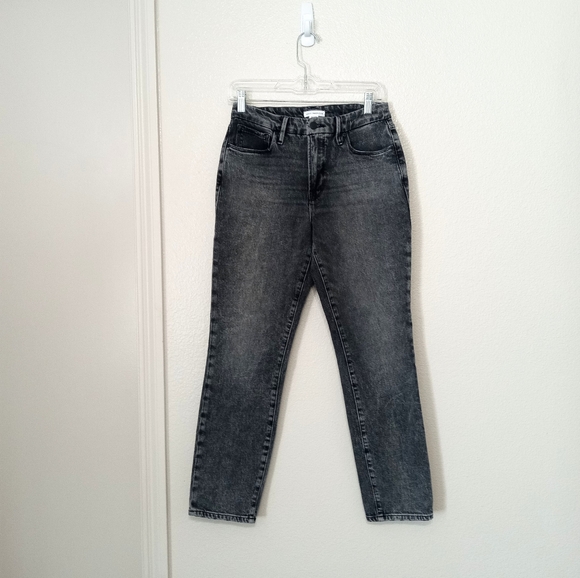 GOOD AMERICAN classic straight leg charcoal skinny Jeans mid-high rise NWOT - Picture 2 of 12